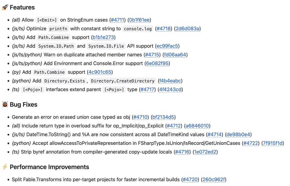 FableCompiler's tweet photo. Fable 5.6 is officially here! 🚀

📁 Expanded https://t.co/5NF6gynyUf API support (Path and Directory) for JS &amp; Python.

🤖 100% automated release process achieved for the first time!

#fsharp https://t.co/VKSgKXAH4x