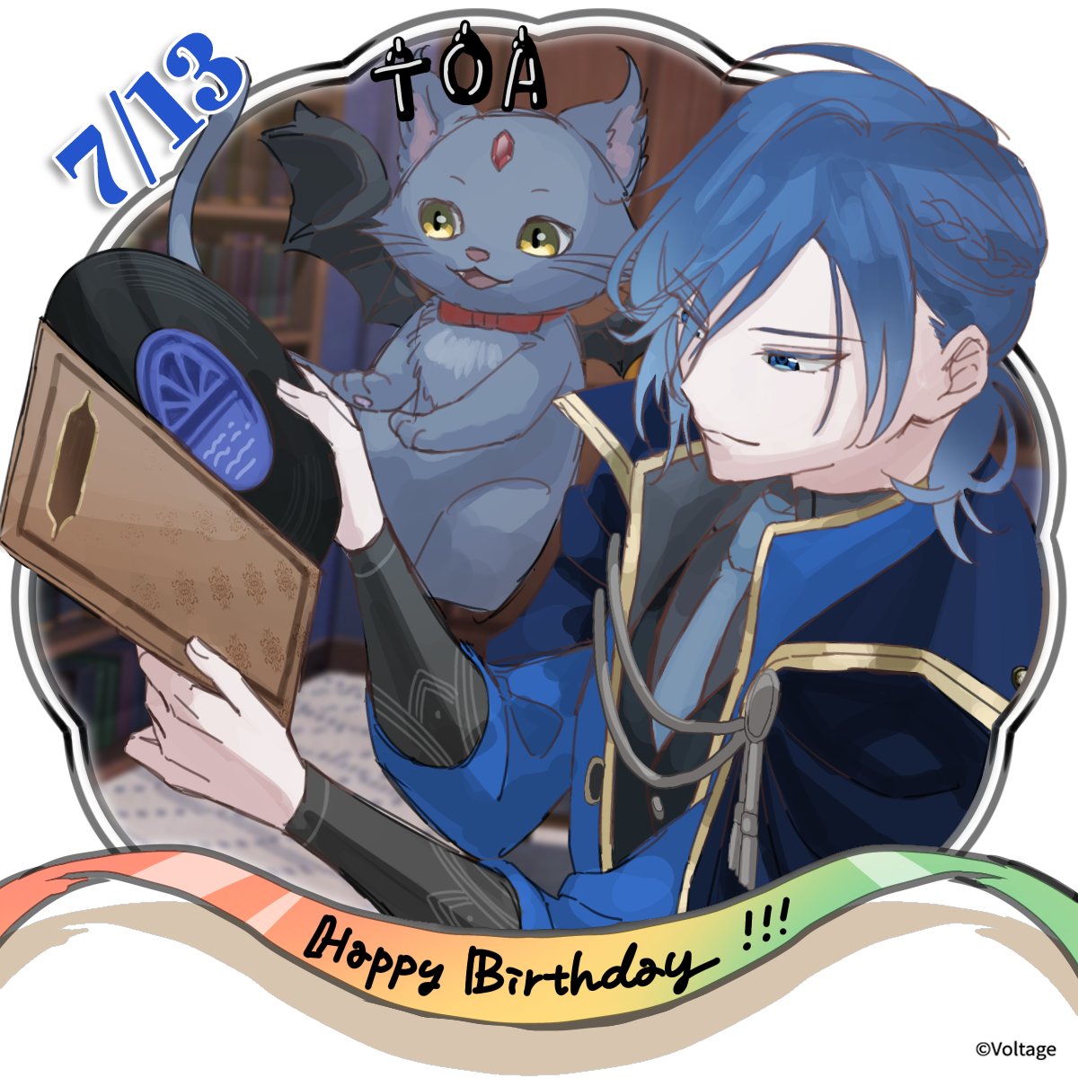 makai_nightmare's tweet photo. ❤HappyBirthday✨トア❤

今日はトア（CV:#ランズベリー・アーサー）の誕生日✨
ロビンからのレコードのプレゼントにトアも喜んでいるようです♪
お誕生日おめでとうございます🎉

#スタッフR作落描き #魔界ナイトメア #まかナイ #トア・キフェル誕生祭 https://t.co/4Ec41zGnhc