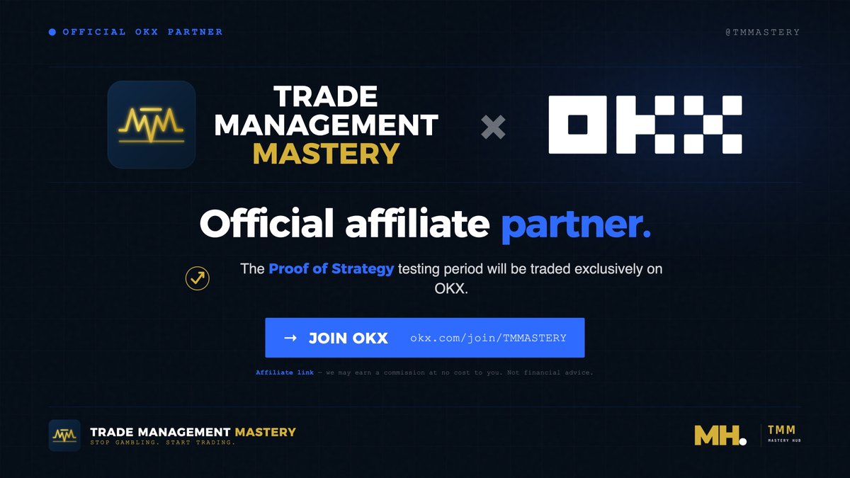TMMastery's tweet photo. 🚨 HUGE ANNOUNCEMENT 🚨

We’ve officially partnered with OKX as the exclusive exchange for our Proof of Strategy testing. 🔥

This partnership has been in the works since our time in Dubai, and it was an easy decision because we share the same philosophy:

✅ Capital preservation first
✅ Max 5× leverage
✅ Education over hype
✅ Sustainable trading

That's our language.

Stop gambling. Start trading.

Trade on the same exchange we'll be using:

📌https://t.co/YHSXwKUnD6

We only recommend platforms we genuinely use.