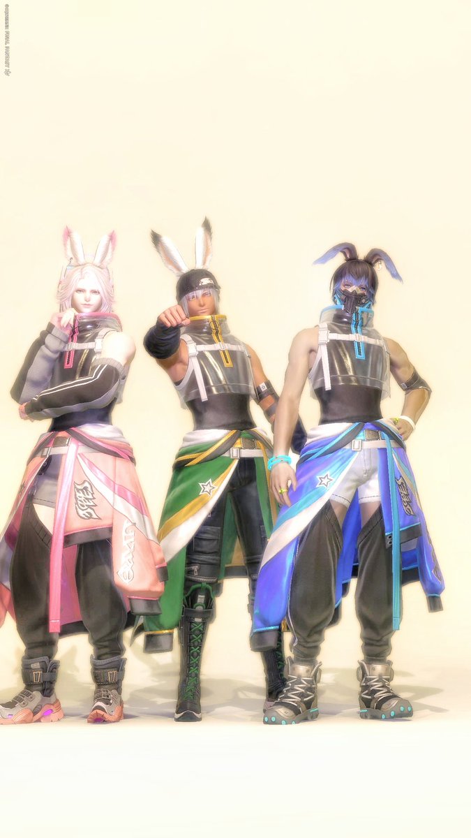 ititoten's tweet photo. うさお三姉妹！？PVP頑張ってお洋服GETしたどー！✨みんな推しカラー🩷💚💙 https://t.co/H7g28NK4y9