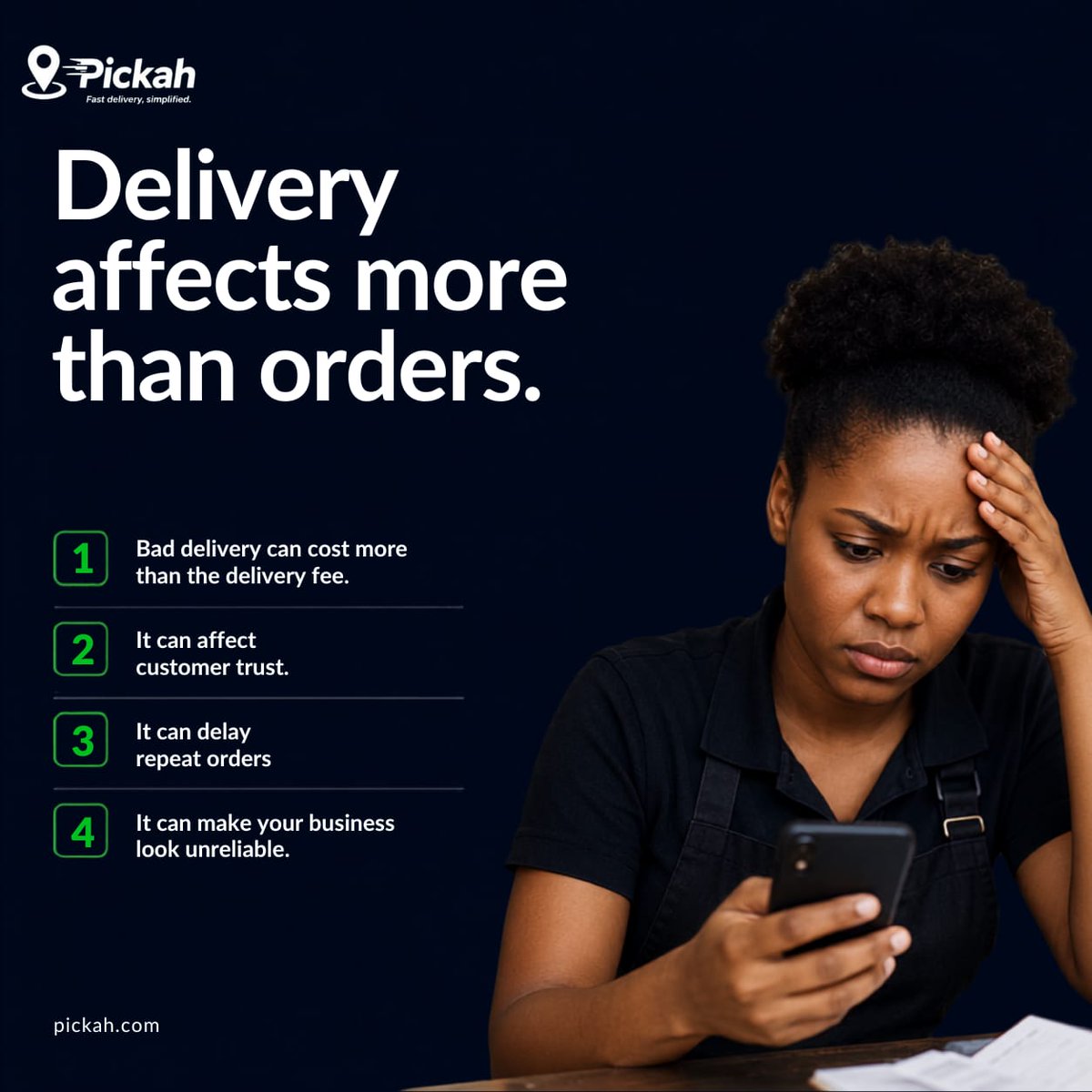 Pickahapp's tweet photo. For vendors, delivery is part of the customer experience. A bad delivery can make a good product look bad. 
Pickah is building a better way for businesses to move goods with less stress.
Vendors can join the Pickah waitlist.

#Pickah #OnlineVendors #SmallBusinessNigeria #Business https://t.co/Vmde4yxtpz