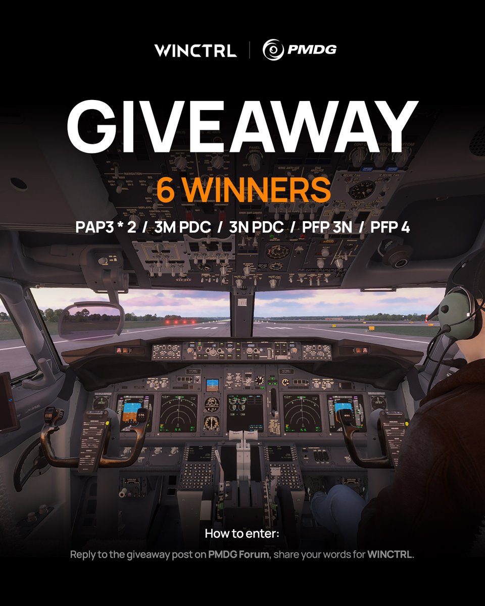 winctrlofficial's tweet photo. 🎁Pilots, we are giving out 6 devices for PMDG x WINCTRL Joint Giveaway.

To enter, simply visit the PMDG Forum post, and share your words and best ideas with us for our future hardware development. Winners will be selected on July 12.

Time to let us hear your voices!

👉Comment here to enter:
https://t.co/MOQjycJ81x

#winctrl #pmdg #flightsimulation #airliner #flightpanels #boeing #giveaway #mcp #homecockpit