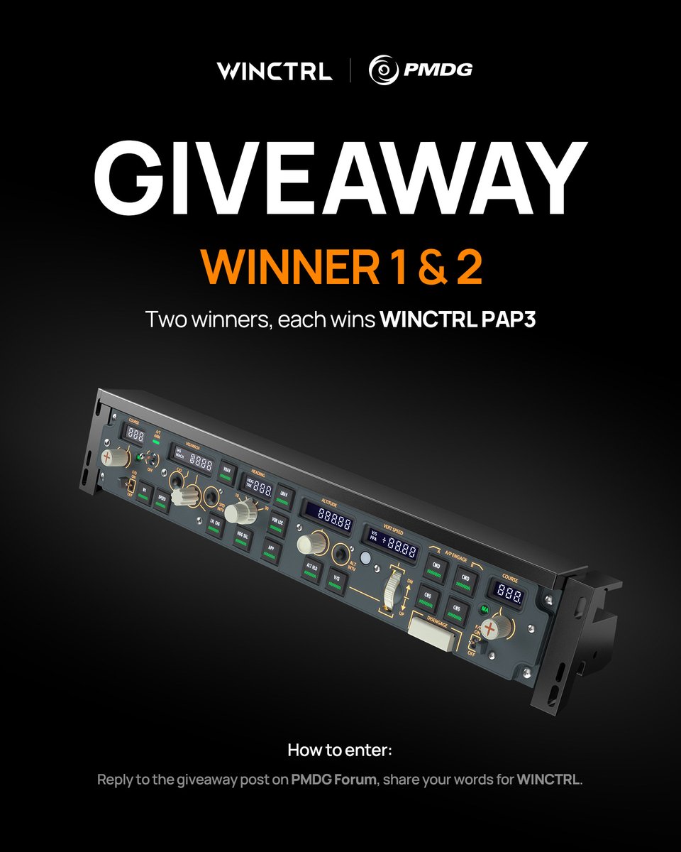 winctrlofficial's tweet photo. 🎁Pilots, we are giving out 6 devices for PMDG x WINCTRL Joint Giveaway.

To enter, simply visit the PMDG Forum post, and share your words and best ideas with us for our future hardware development. Winners will be selected on July 12.

Time to let us hear your voices!

👉Comment here to enter:
https://t.co/MOQjycJ81x

#winctrl #pmdg #flightsimulation #airliner #flightpanels #boeing #giveaway #mcp #homecockpit