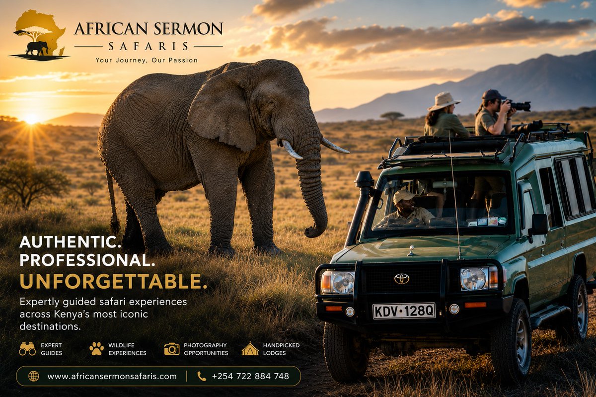 africansermonsa's tweet photo. 🐘 Experience Kenya's wild like never before! Get up close with Africa's iconic wildlife on an unforgettable safari.

🌍 https://t.co/Kc32Hng5Jn
📞 +254 722 884 748
#KenyaSafari #MaasaiMara #BigFive #AfricanSermonSafaris #ExploreAfrica #TravelKenya https://t.co/yWwCIbSiXQ