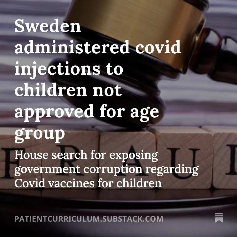 PatientCV's tweet photo. Another reason to not trust your government, authorities or healthcare personnel.
https://t.co/2W9Iz3GWYc
Children died.
#Sverige #Sweden #modRNA #Covid19 #vaccinedeath https://t.co/uTyQm0mLR6