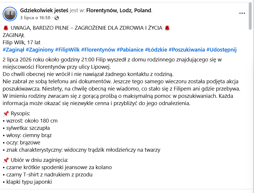 madziamf's tweet photo. Lokalna prośba o pomoc. Zaginął młody chłopak, jeżeli szerzej się rozniesie wiadomość, to może trafi na kogoś, kto go gdzieś widział.
Post udostępniam na prośbę znajomej, która zna rodzinę zaginionego. https://t.co/AncdYA8aTs