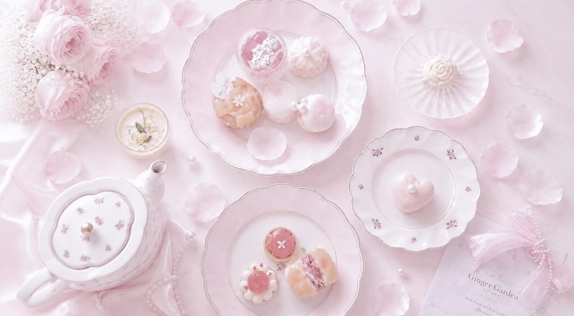 Melty Peach Rose Garden Afternoon Tea🌹 📍 GingerGarden AOYAMA