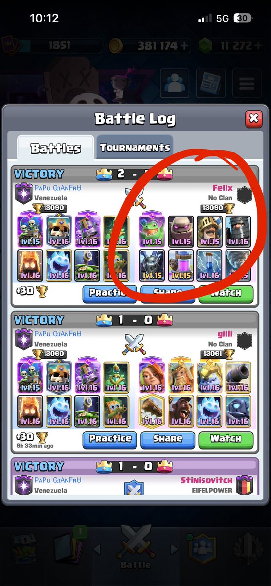 papugianfru's tweet photo. @princess16lover game is full of bots, just look at this account, no masteries of the cards they using, no clan but when entering the replay they are in a clan, and this is "high" ladder https://t.co/HUuDzcNmPt