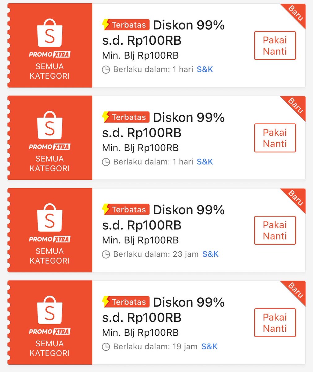berburushopee's tweet photo. WAIT… ini serius shopee lagi banyak voucher diskon sampe 100ribu?😭 https://t.co/xOnccQ9EQi