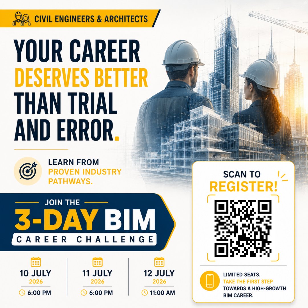 DesignStudioIns's tweet photo. Your Career Deserves Better Than Trial and Error
Register Here:
π https://t.co/2SDZjZ2qCU
Stop guessing your career path. Learn BIM with real projects, expert guidance & industry-ready skills.
#BIMFastTrack #BIM #CivilEngineering #CareerGrowth https://t.co/wsvIVS3qgU