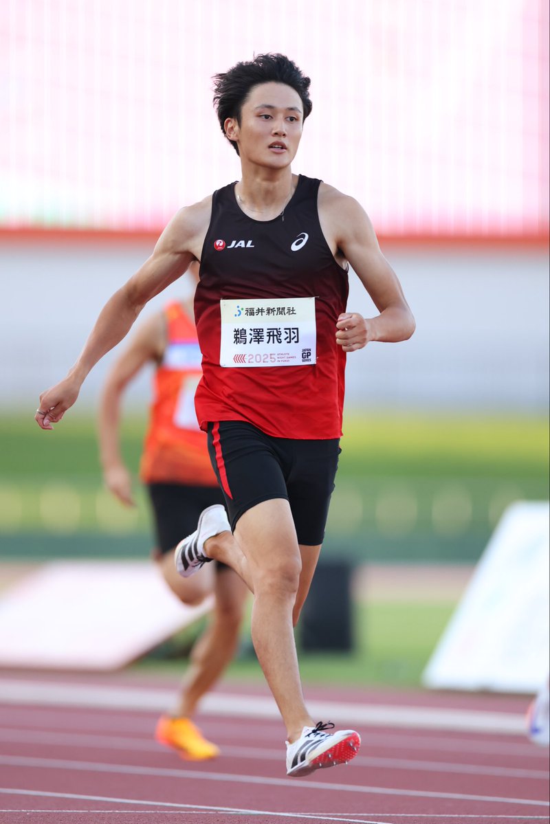 NightFukui's tweet photo. #ANG2026
招待選手紹介④
鵜澤飛羽選手(JAL）

2025東京世界選手権日本代表ANG2025男子200m🥇
自己ベスト20.11
日本歴代4位

アジア大会日本代表内定✨
アジアの頂点を目指す鵜澤選手にとって、ANGがさらなる飛躍への大きな一歩となるはずです🔥
皆さんの熱い声援で鵜澤選手の背中を後押ししましょう📣 https://t.co/DEP4tQWOcG