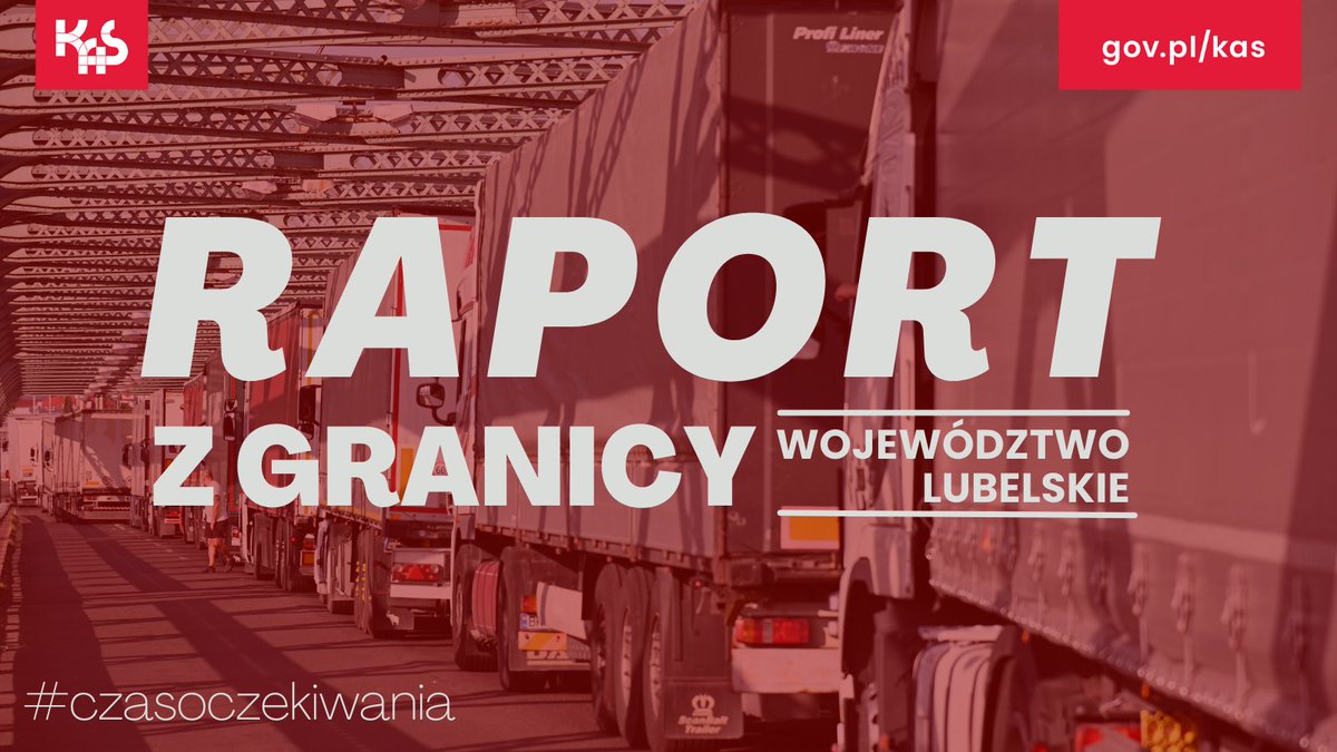 KAS_Lublin's tweet photo. 📢Raport z #granica w #lubelskie❗️
Sytuacja na towarowych przejściach w woj. lubelskim. Dane z 6.07.2026 r., godz. 08:00.
Kierunek wywozowy:
🚚Koroszczyn: na bieżąco;
🚚Dorohusk: 13h oczekiwania;
🚚Hrebenne: 9h oczekiwania;
🚚Zosin: na bieżąco;
🚚Dołhobyczów: na bieżąco. https://t.co/ZAzTRJHwzP