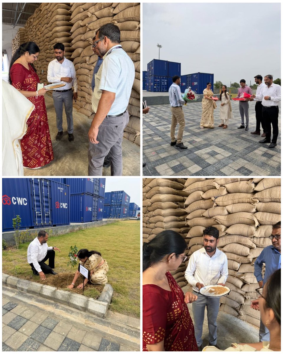 CRojaipur's tweet photo. Reaffirming CWC’s commitment to operational excellence, Hon’ble Director (Personnel), CWC, @Directorprscwc visited the Regional Office, Jaipur, the Sitapura-II Warehouse, and the New Sardhana GCT Terminal, Ajmer, to review warehouse operations, assess the quality of stored foodgrains, and observe rail handling and logistics operations.

During the visit, she inspected various operational processes, interacted with officials, and reviewed the rail handling and logistics operations at the GCT Terminal. She emphasized the importance of delivering quality services to customers and guided the officials to uphold the highest standards of efficiency and customer satisfaction in all operational activities.
@MD_CWC 
@Directorprscwc 
@fooddeptgoi 
@cwc_warehouse