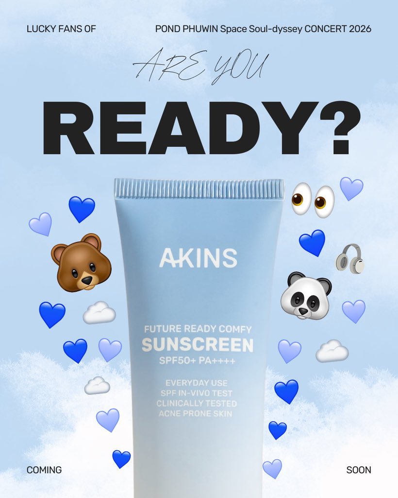 ppnarawinz's tweet photo. 📸 akinssunscreen
#AKINS #HonestSPF
#ppnaravit #phuwintang
#ปอนด์ภูวินทร์ #PondPhuwin
พร้อมกันหรือยังคนดื้อ? 👀🎧
.
พบกับกิจกรรมสุด Exclusive เฉพาะด้อม Pond Phuwin เร็ว ๆ นี้
.
จะเป็นอะไร... ไว้มาเฉลยพร้อม ๆ กันในอีกไม่กี่วันข้างหน้า ผ่านหน้าเพจ AKINS ทุกช่องทาง เท่านั้น
.
See you soon! 💙
.
#PondPhuwinConcert