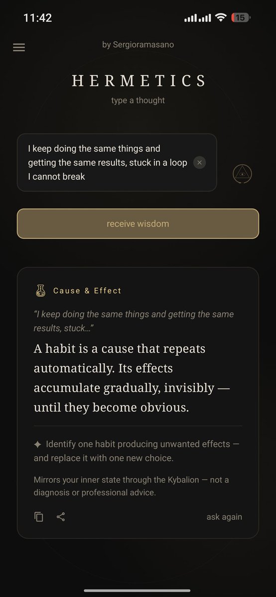 SergioRazumenko's tweet photo. ❤️‍🔥 Hermetics: Ancient Wisdom - on Google Play. My daily reflections and mirroring through the 7 Hermetic principles. Also cool Journal Feature for tracking my progress.

https://t.co/YeeQci00dh

#selfcare #hermeticism #occult #mobile #new https://t.co/IYHNNfUCMn