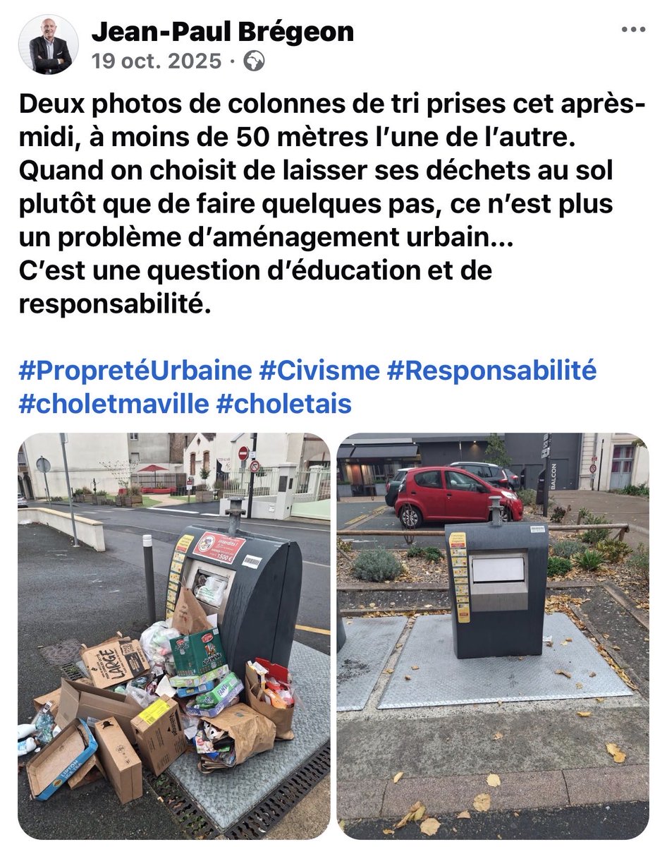 PTIGNON's tweet photo. Ce week-end, dépôt sauvage en centre-ville @choletagglo Que fait la municipalité contre ces incivilités ? Le 1er adjoint se chargeait bien de les démontrer en 2025, mais maintenant s’en moque. Surtout pas de vague, silence, impuissance et incompétence ! https://t.co/0hGnynncrg