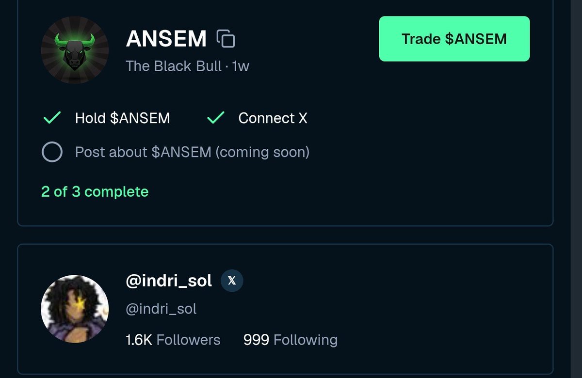indri_sol's tweet photo. Gm to all the bulls holding $ANSEM 

 just joined the @BullpenFi  campaign . 

not too late to get in 🫵

>join : https://t.co/9uHLxCgvtQ
>connect X 
>buy n hold , or import wallet where you hold and make wallet primary wallet (should reflect hence).
>post about $ANSEM 

be there!