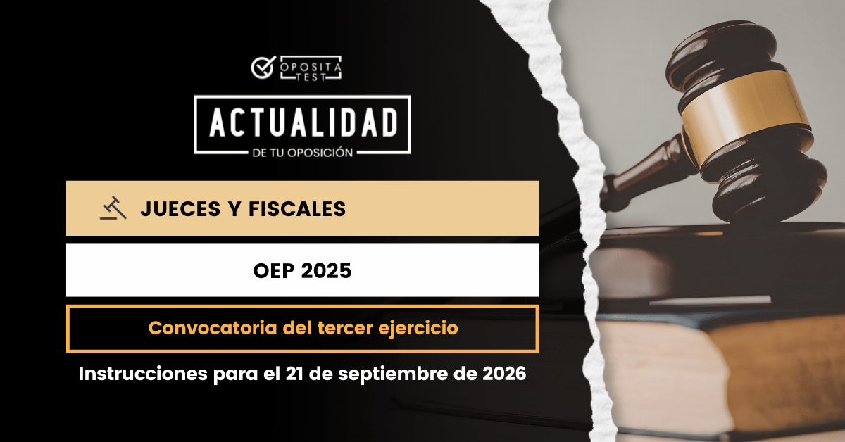 Opositatest's tweet photo. 📢 Carrera Judicial y Fiscal - OEP 2025

Consulta los detalles e instrucciones para el tercer ejercicio 👉  https://t.co/9WUQvaTkoi

📆 Las pruebas se iniciarán el 21 de septiembre de 2026 https://t.co/ALiP9gMsmv