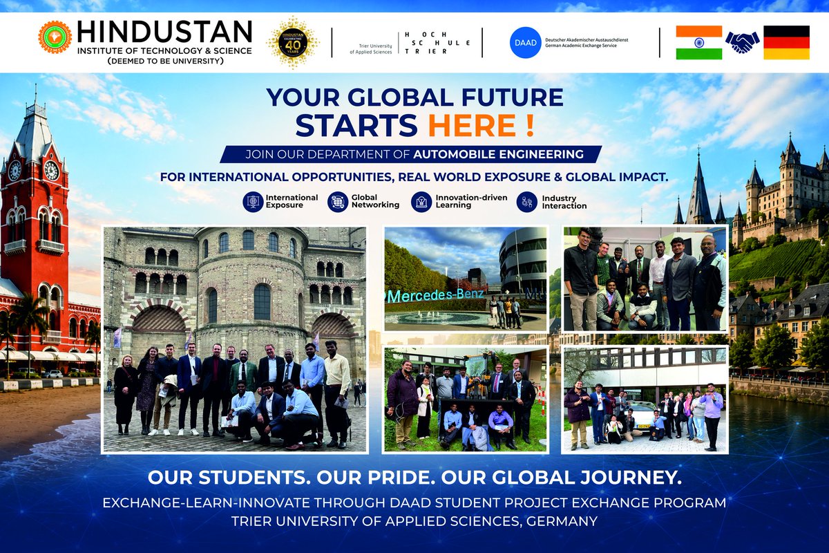 AutodeptHits's tweet photo. Bridging classrooms across continents. 🌍

The DAAD Student Project Exchange Programme connects HITS and Trier University of Applied Sciences, enabling students to gain international experience, collaborate on projects and develop a global perspective.

#DAAD #StudentExchange https://t.co/UeCRfmsiQH