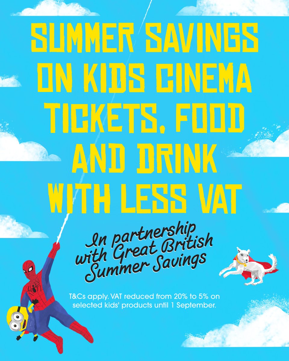 TheLight_UK's tweet photo. School's out, the Great British Summer Savings are IN! ☀️🎬

From now until 1 Sept, we’re passing the VAT drop straight to you. Enjoy cheaper kids' &amp; family cinema tickets, plus savings on selected treats to keep the little ones happy. 🍿 https://t.co/uwfouzG9FT https://t.co/7hCNOc3m8v