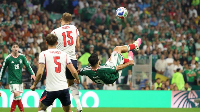 Dan Burn in action for England in Mexico. 