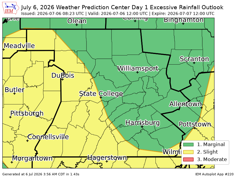 WCCH2024's tweet photo. WPC issues Day 1 Slight Risk Excessive Rainfall Outlook at Jul 6, 8:23z for CTP https://t.co/89B8YI71nA https://t.co/BjC2T8Jl0Y