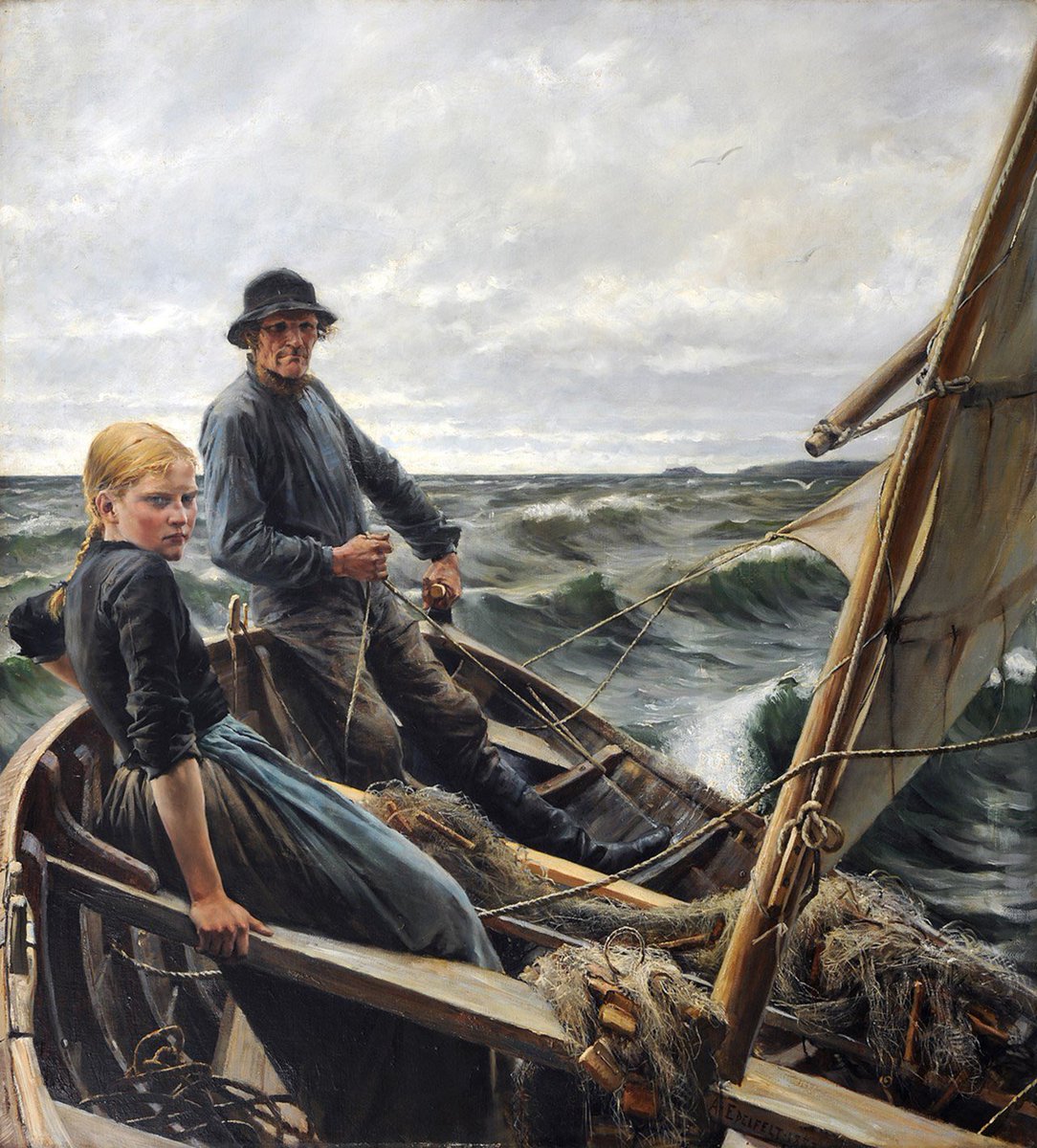 conno2856's tweet photo. Albert Edelfelt, Finnish. Painting- At Sea. 1883. https://t.co/QFwEIu6huo