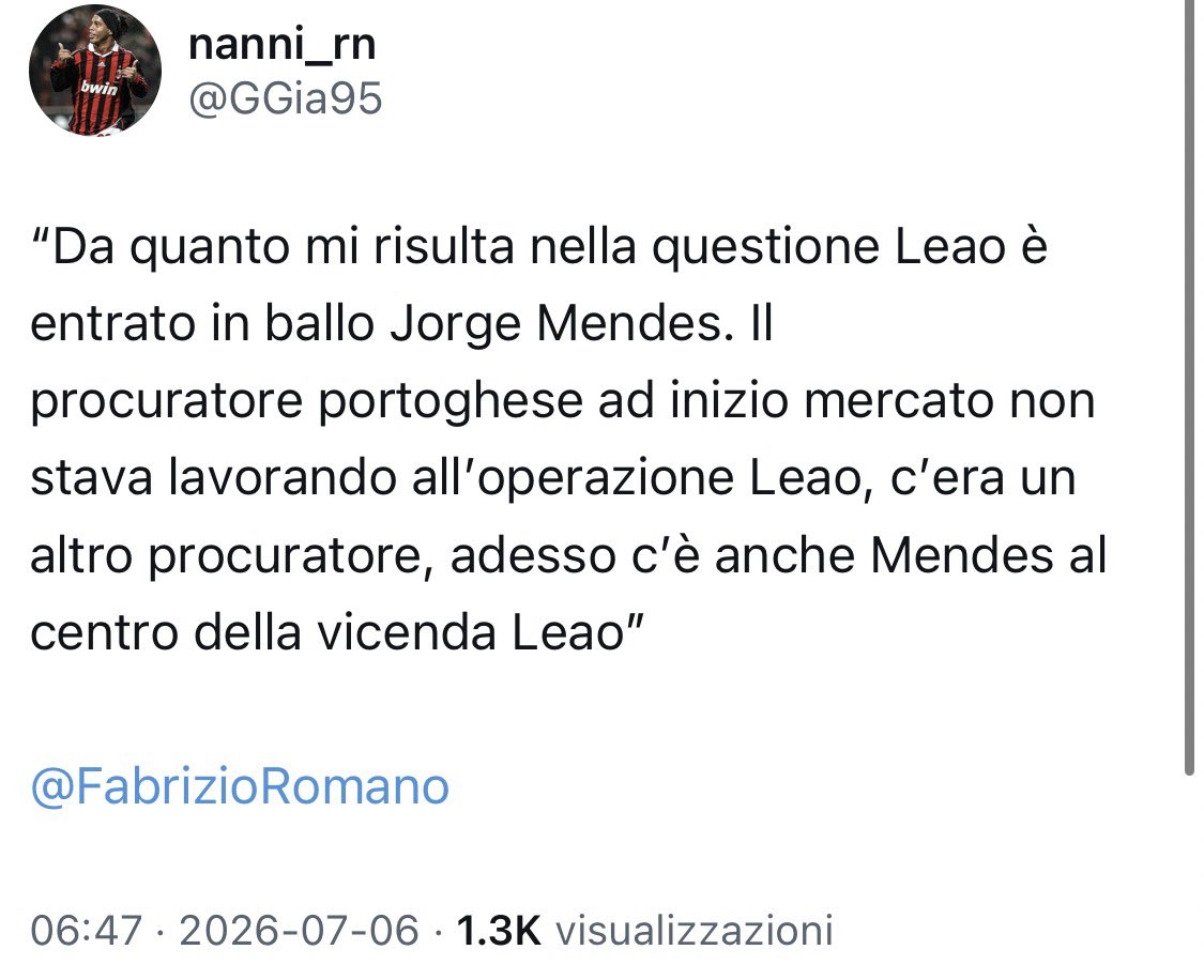 ellediellee's tweet photo. 14 giugno vi parlai di quanto Mendes sarebbe stato influente in ottica Milan con l’arrivo di Amorim. 

Me ne inventavo proprio delle belle https://t.co/4T4psdgIaC