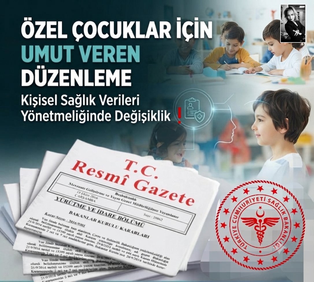 dilek_eyuboglu's tweet photo. Resmî Gazete’de yayımlanan düzenleme ile kişisel sağlık verilerinde önemli güncelleme: Geçmiş tanılar değil, güncel sağlık raporları dikkate alınacak. Özellikle özel çocuklar ve takipte olan çocuklar için umut verici bir gelişme.

Detayları https://t.co/uqoHpKGCsa https://t.co/Knj3M2SKV0