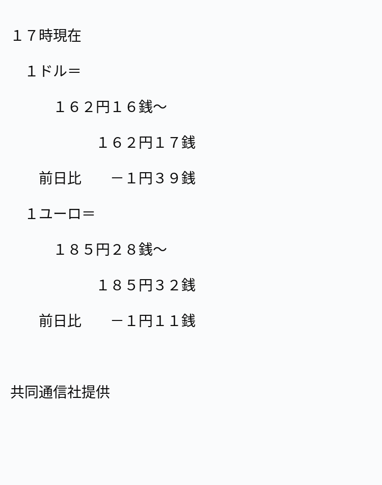 速報】為替相場 6日（日本時間17時） ※記事は投稿時点の内容です