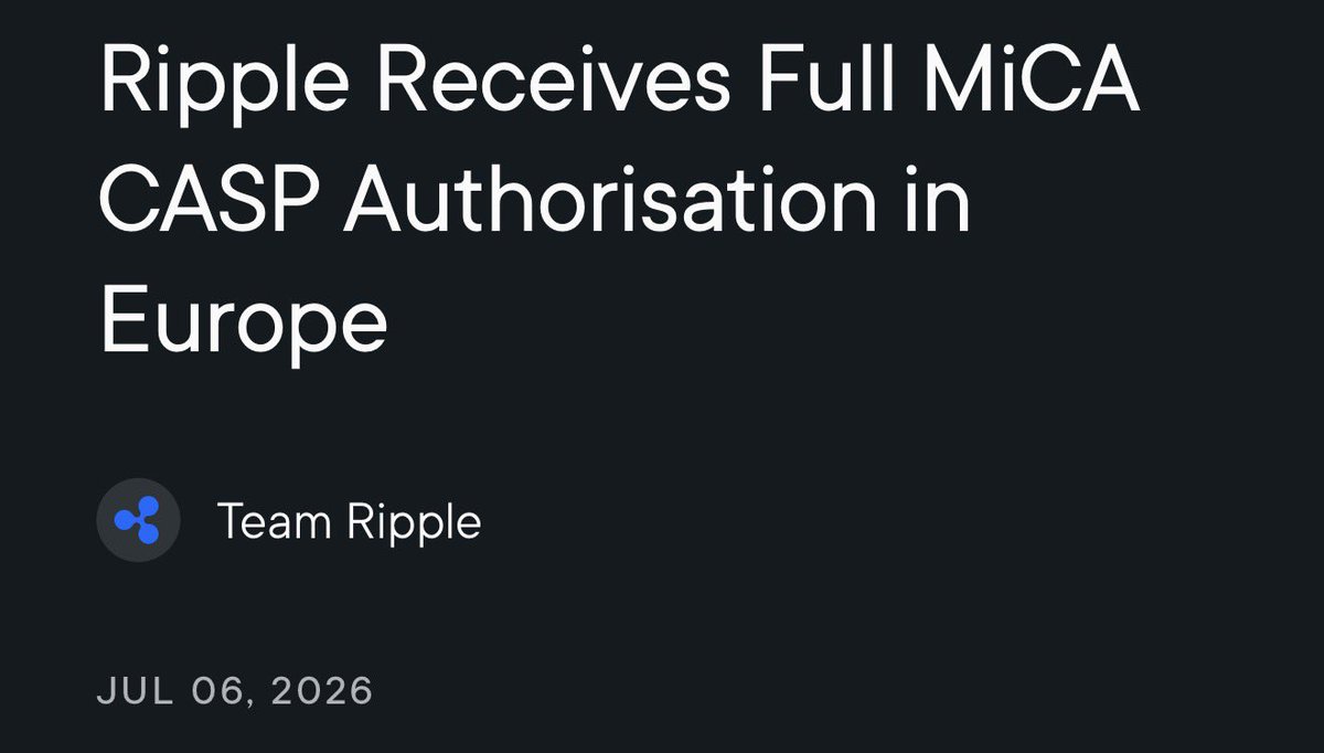 RippleXrpie's tweet photo. 💥BOOM! 

🚨IT'S OFFICIAL: @Ripple has received its EU CASP license. $XRP and $RLUSD are now FULLY MiCA-compliant.🔥 https://t.co/wF1LTHsfst