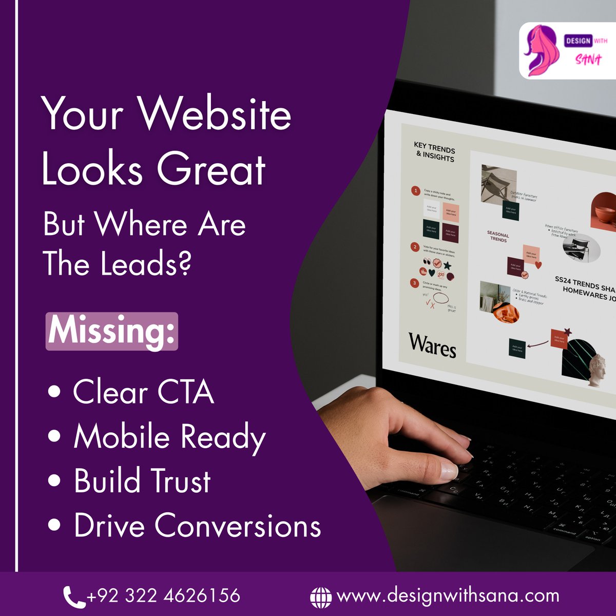 design84169's tweet photo. Turn Visitors Into Customers

A website that looks great and brings real leads. 

Grow your business with Design With Sana.

🌐 https://t.co/y1oBjwsg8Z
.
.
.
#WebDesign #LeadGeneration #BusinessGrowth https://t.co/vVWwwCm0hq