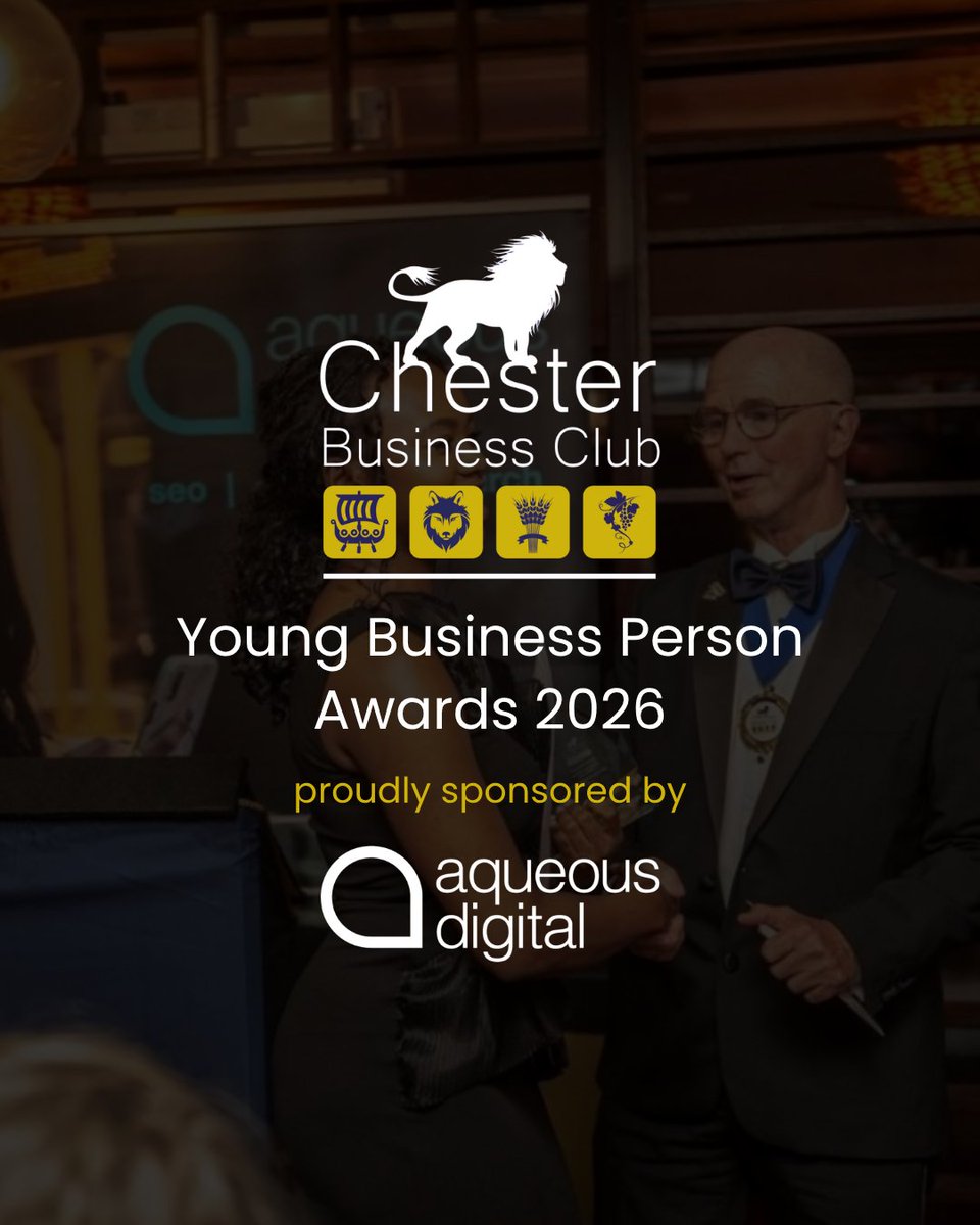 AqueousDigital's tweet photo. We’re proud to be sponsoring the @chesterbizclub Young Business Person Awards 2026 for the second year in a row, celebrating the next generation of ambitious entrepreneurs and business leaders in Chester.

Best of luck to all of this year’s shortlisted candidates! https://t.co/o51NFz7CCu