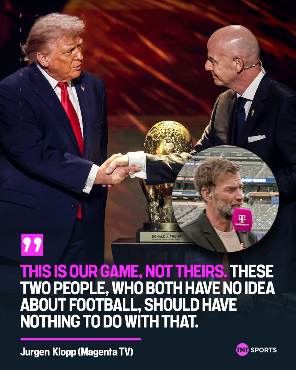 footballontnt's tweet photo. Jurgen Klopp was asked about the White House calling FIFA’s Gianni Infantino to review Folarin Balogun’s red card 🗣️ https://t.co/KdTxtNsfC9