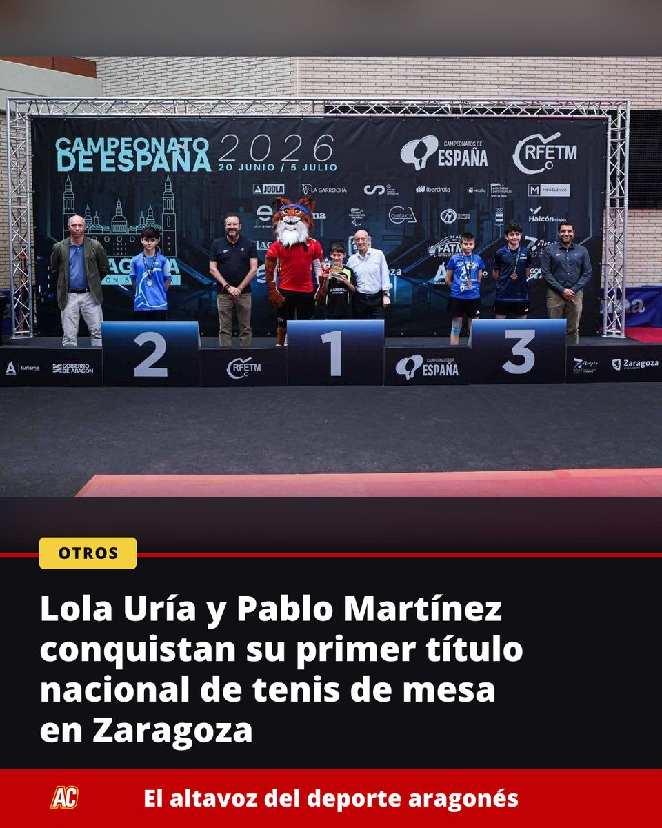 aragoncompite's tweet photo. 🏆 Lola Uría y Pablo Martínez conquistan su primer título nacional de tenis de mesa en Zaragoza
🔗 https://t.co/LXhxpRLrb4
#AragonCompite #otros https://t.co/jbKsg6hGdj