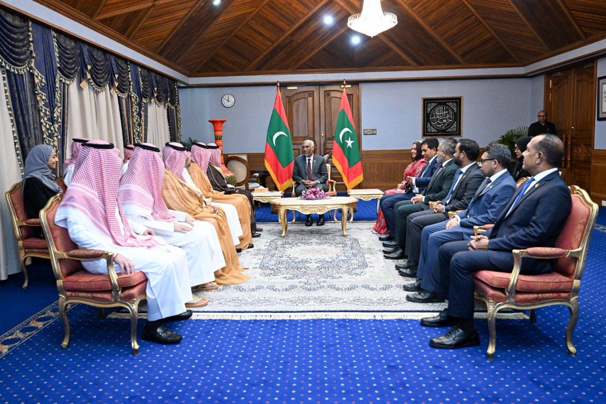 presidencymv's tweet photo. Delegation from Saudi Arabia pays courtesy call on President 
https://t.co/OAzsQJfogE https://t.co/RmMmcpchln