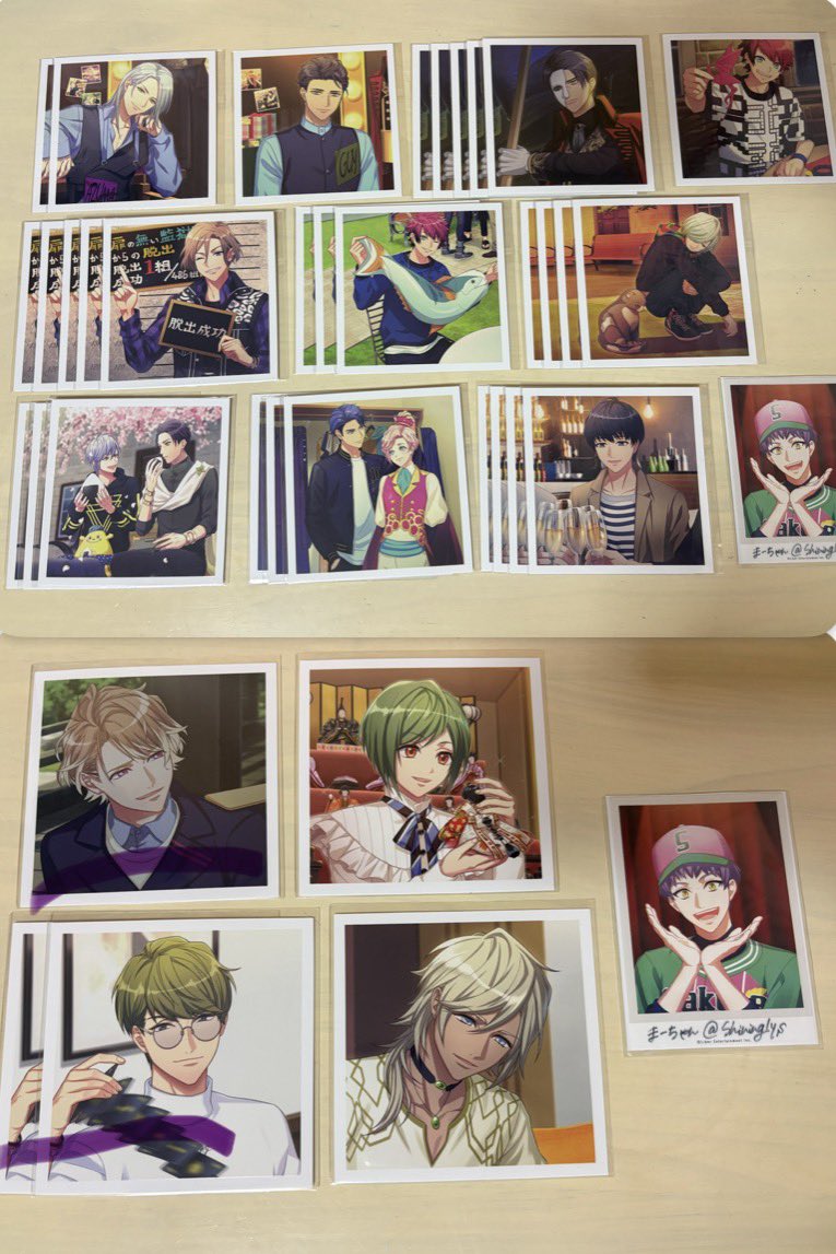 Shininglys's tweet photo. 【交換】
A3! ましコレ スクエアフォトコレクション

譲♡咲也 真澄 綴 至 シトロン 千景
　　天馬 幸 椋 三角
　　万里 十座 臣 太一 左京 莇
　　紬 丞 密 誉 東 ガイ

求♡今弾 九門 箔　1枚

箔1:通常2〜3
紫線は赤線同数以上含む交換
よろしくお願いします https://t.co/uoxvaLsEDo