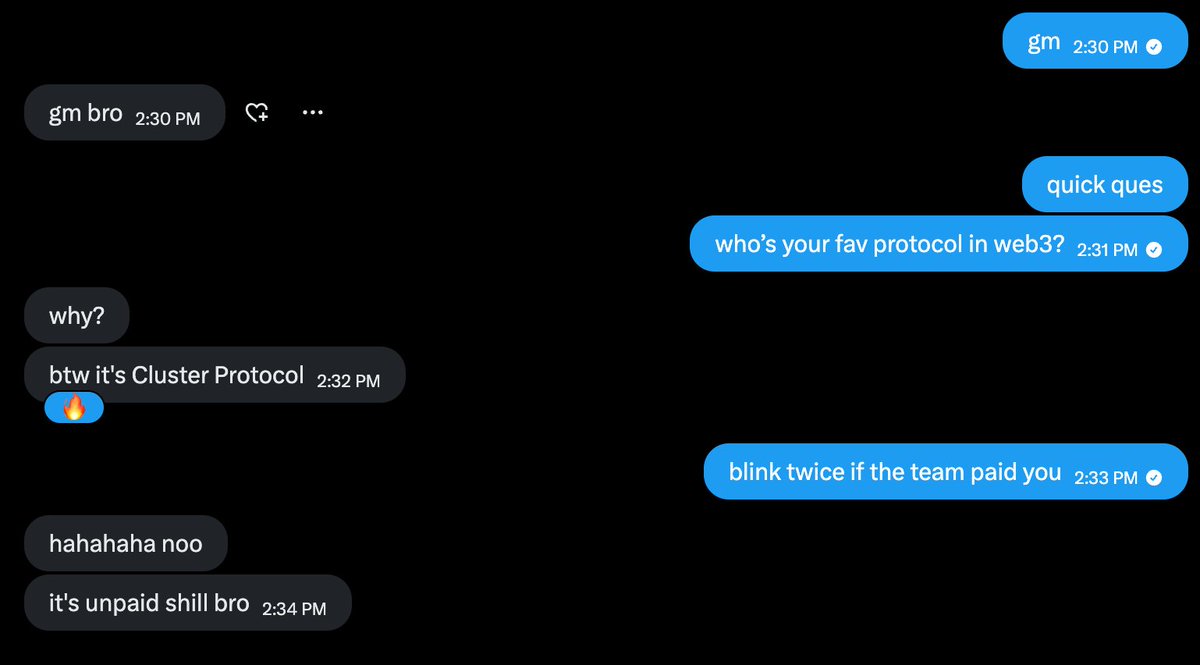 ClusterProtocol's tweet photo. gm 

bro asked a ques and got the alpha 😉 https://t.co/vjbhLo4ONN