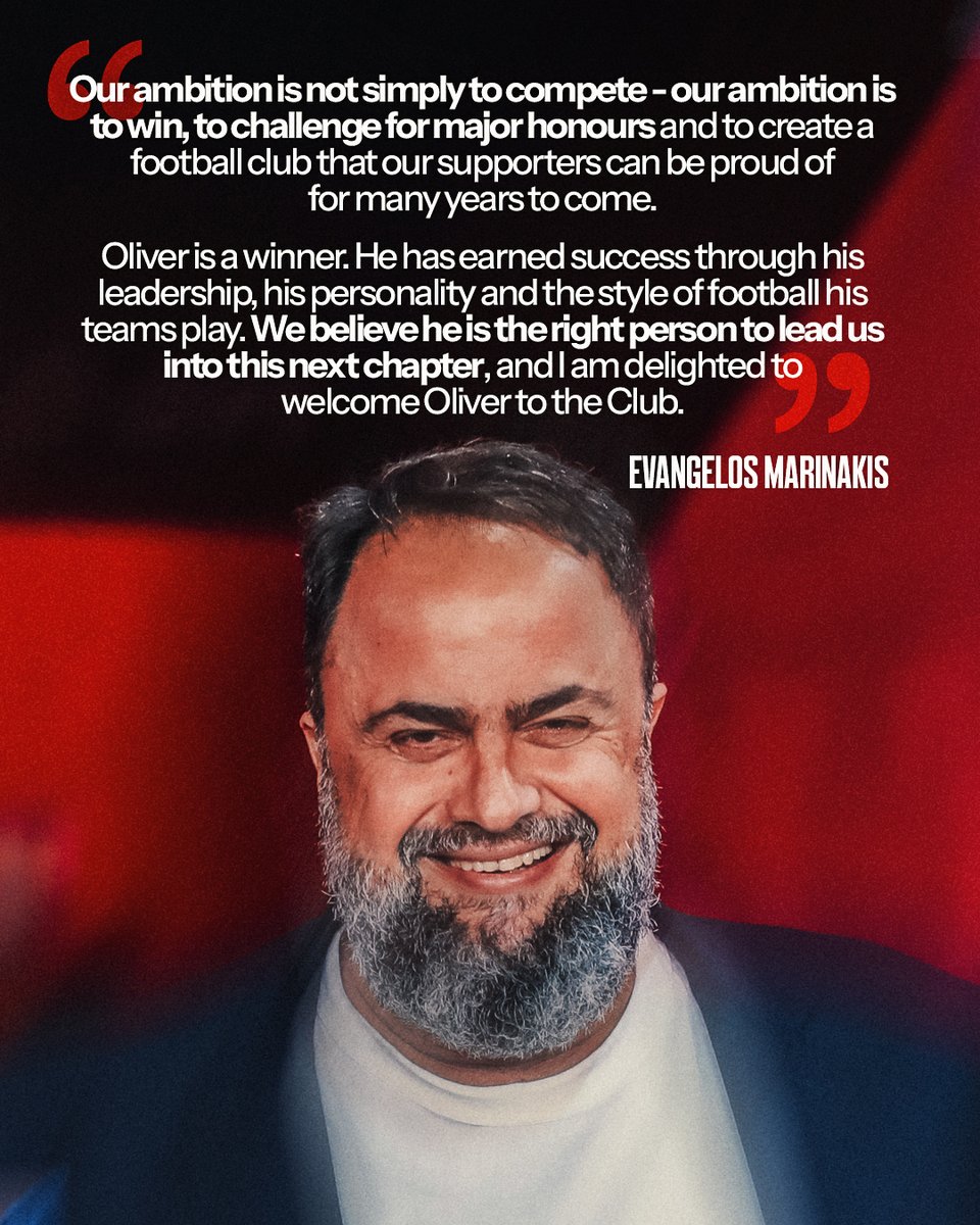 NFFC's tweet photo. “Our ambition is to win.” 💪

Evangelos Marinakis on the appointment of Oliver Glasner as Nottingham Forest Head Coach. 🗣️ https://t.co/yqUuWq5JsV