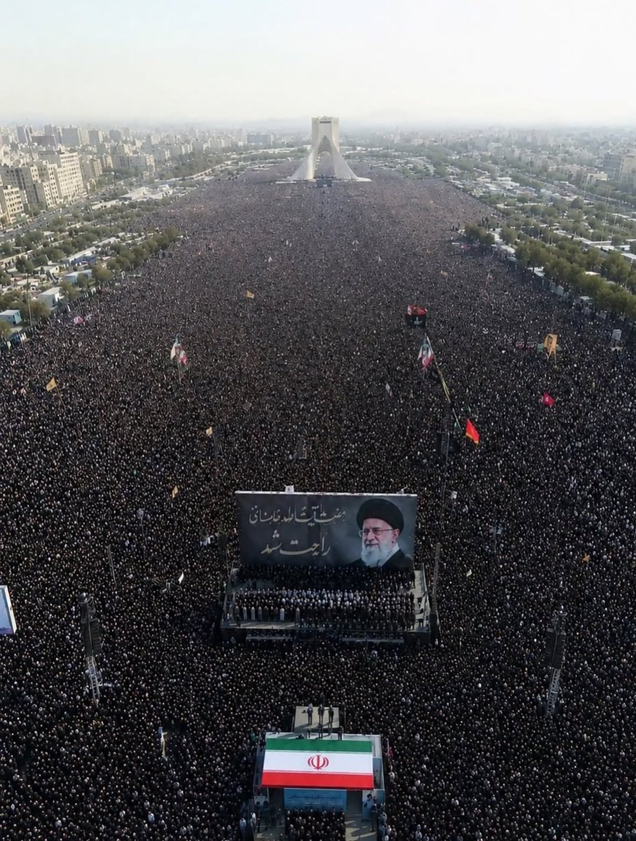 IranianWarF's tweet photo. The whole world is crying at the funeral of the Supreme Leader and today write this, The whole world will offer prayers of thanksgiving upon Netanyahu's death. https://t.co/3gQGwYiL03