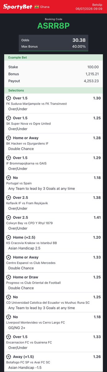 GuapSmoke44's tweet photo. 30 Odds For Today 

Good Luck 🍀 

SportyBet Code::: ASRR8P https://t.co/ze98sEyL4p