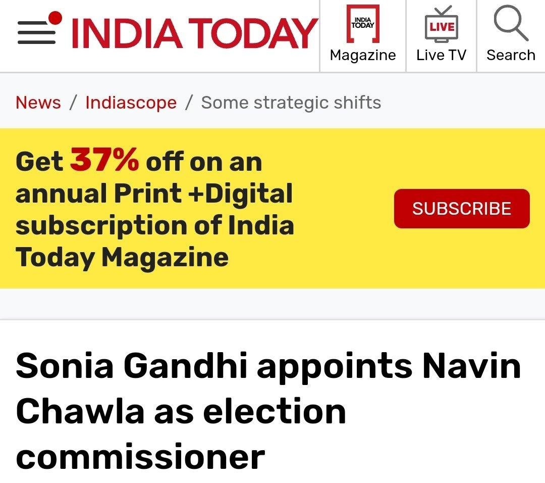 rishibagree's tweet photo. During the UPA era: 

1. Sonia Gandhi, not the Prime Minister, used to appoint the Chief Election Commissioner.

2. The CEC sneaked off for loo breaks to leak confidential details to Sonia Gandhi.

3. Today PM, a Union Minister &amp; LoP, appoint the CEC https://t.co/wls7ycxXEU