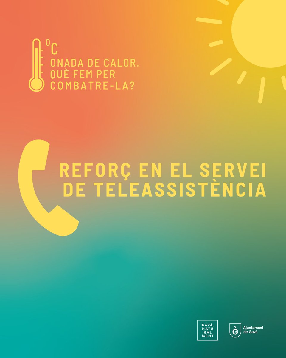 AjuntamentGava's tweet photo. 🌡️ Onada de calor
Davant les altes temperatures, us recordem algunes recomanacions:
💧 Manteniu-vos ben hidratats i seguiu els consells per protegir-vos de la calor. https://t.co/Fd2Rsuwcef