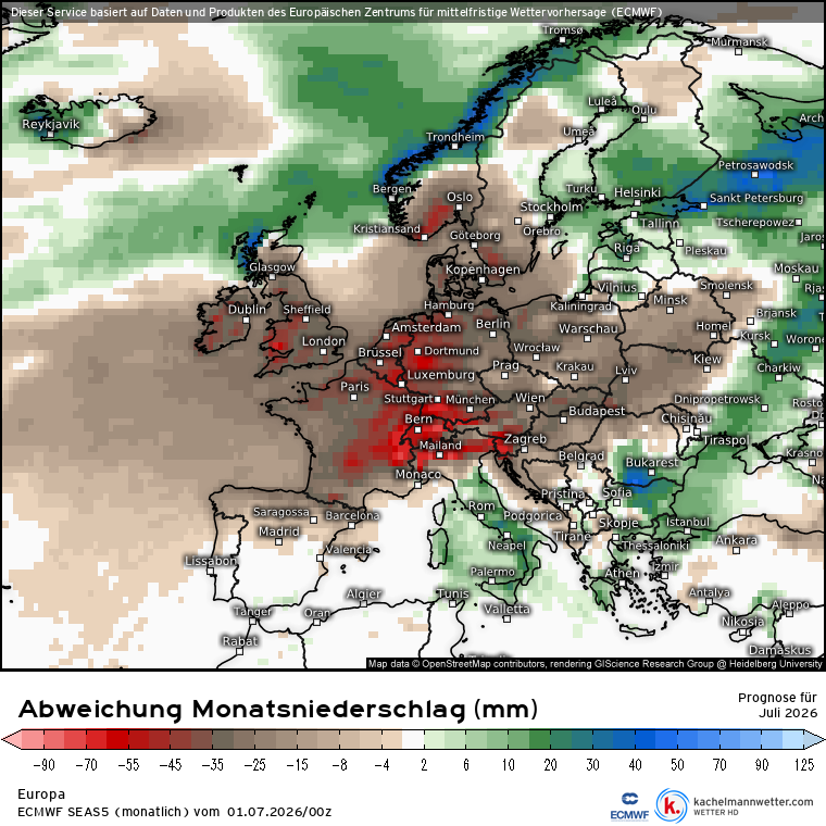 Kachelmann's tweet photo. Die neuen Monatsvorhersagen des @ECMWF sehen ziemlich katastrophal aus, auch für den August - wie schon im Juni geschrieben (und der griechische Großmeteorologe und ruhmreiche Europaabgeordnete @S_Arnaoutoglou hat das auch früh so gesehen), scheint es kaum Hoffnung zu geben - es wird ein Scheißsommer für weite Teile Mitteleuropas.

#Hitze #Duerre