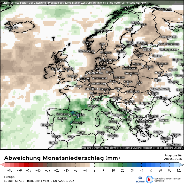 Kachelmann's tweet photo. Die neuen Monatsvorhersagen des @ECMWF sehen ziemlich katastrophal aus, auch für den August - wie schon im Juni geschrieben (und der griechische Großmeteorologe und ruhmreiche Europaabgeordnete @S_Arnaoutoglou hat das auch früh so gesehen), scheint es kaum Hoffnung zu geben - es wird ein Scheißsommer für weite Teile Mitteleuropas.

#Hitze #Duerre