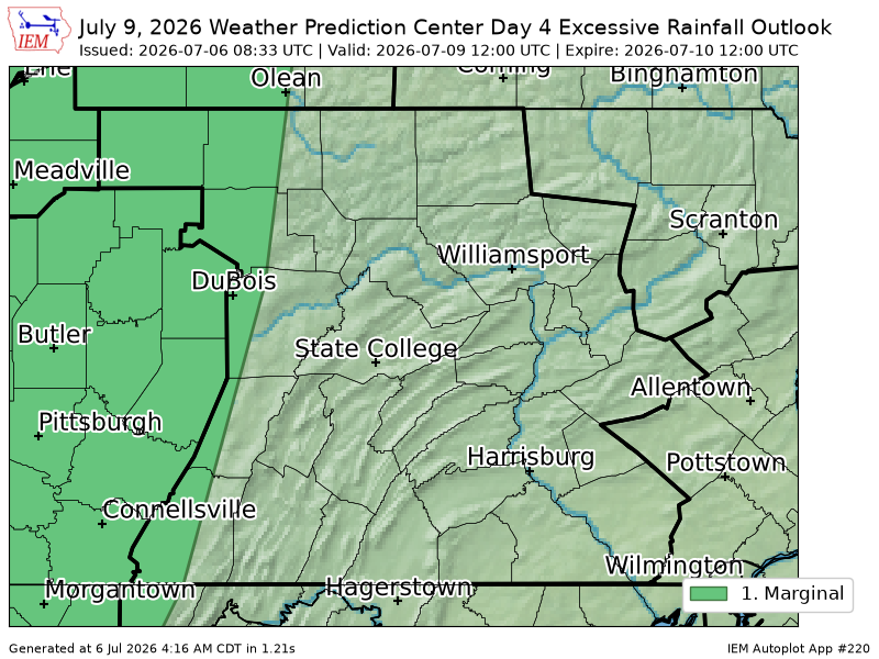 WCCH2024's tweet photo. WPC issues Day 4 Marginal Risk Excessive Rainfall Outlook at Jul 6, 8:33z for CTP https://t.co/89B8YI71nA https://t.co/fvlhK7vEOx