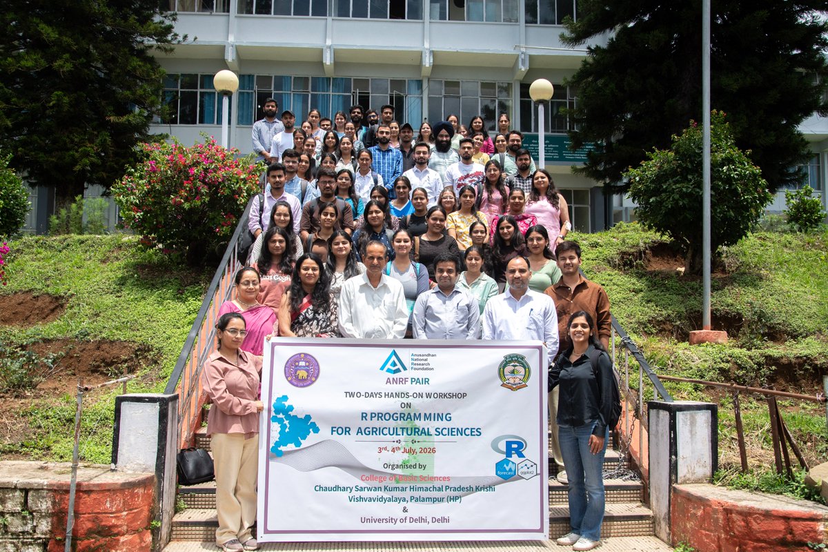 HPAUbest's tweet photo. CSKHPKV, Palampur, in collaboration with the University of Delhi, organized a two-day ANRF-sponsored workshop on "R Programming for Agricultural Sciences" under the prestigious ANRF-PAIR (Partnerships for Accelerated Innovation and Research) programme. https://t.co/DaqT3oQnTy