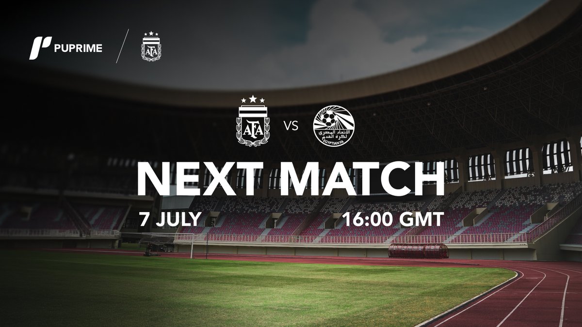 puprime's tweet photo. A new opponent. A new challenge. 🇦🇷
Argentina face Egypt next as the World Cup journey continues.
Argentina vs Egypt
🗓 7 July 2026
⏰ 16:00 GMT
Ready for the next one.
#PUPrime #AFA #WorldCup2026 https://t.co/MF2IxZpQ5h