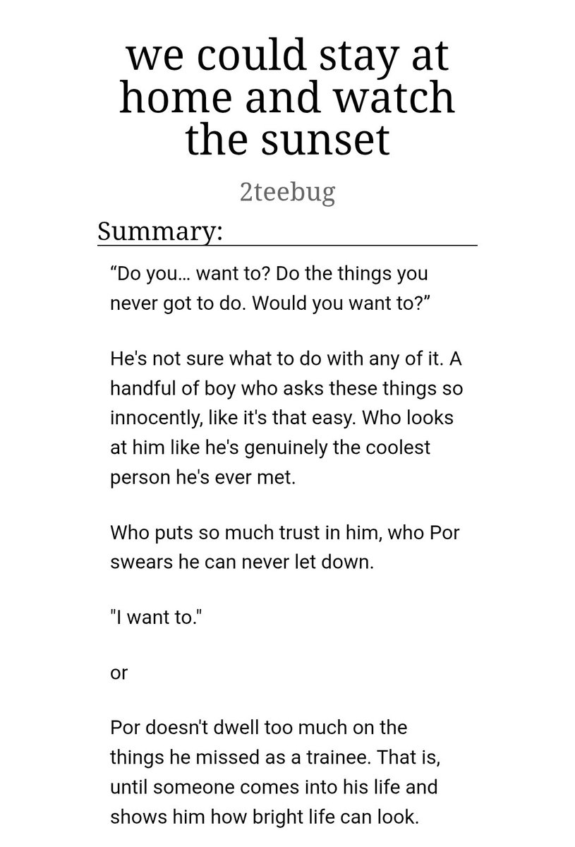 2teebug's tweet photo. ִֶָ࣪☾. we could stay at home and watch the sunset  ִֶָ࣪☾.
a #teeteepor fic 

» R: Mature | Multi chapter
» canon compliant, friends to lovers, slow burn

CHAPTER 1

🔗: https://t.co/heWXkYjDKo https://t.co/jrPqY9Sfxy