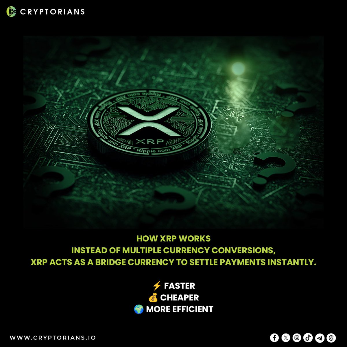 Cryptorians_io's tweet photo. While traditional transfers can take days and pass through multiple intermediaries, Ripple settles transactions in seconds.

Follow Cryptorians for simple, real insights that help you see crypto differently.➡️

#Cryptorians #Ripple #CryptoEducation https://t.co/NMu1FQ5r6V